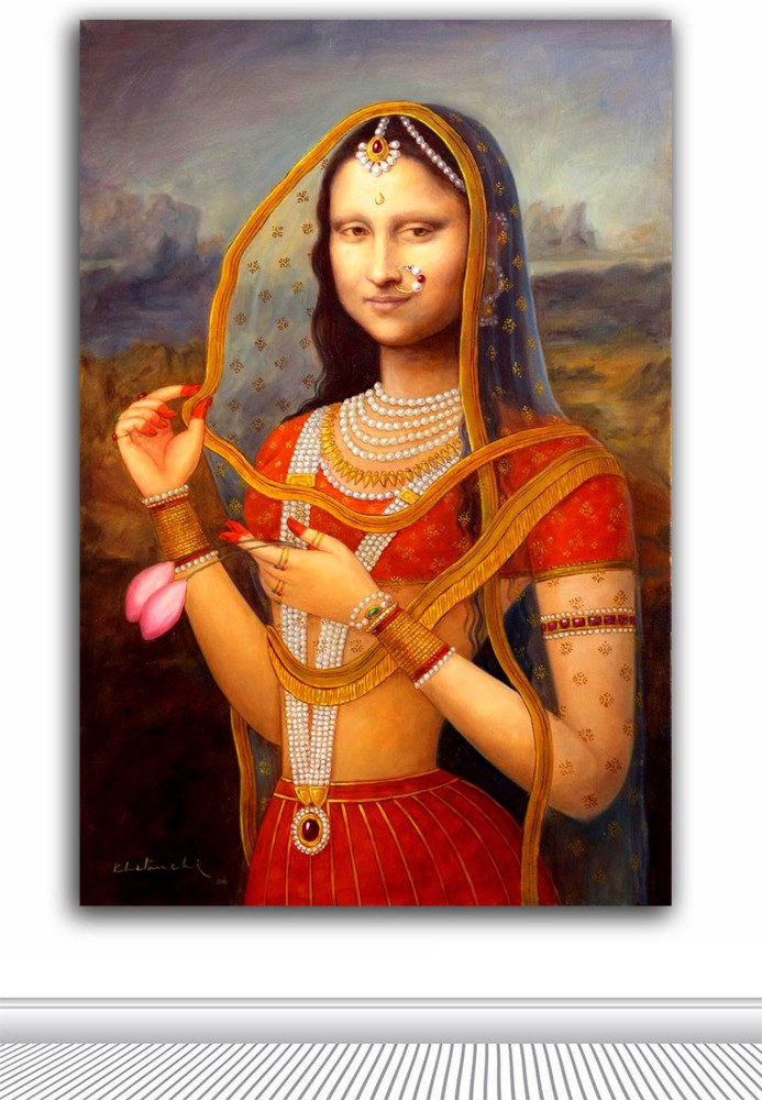 TAMATINA Tamatina Canvas Paintings - Indian Monalisa - Modern Art