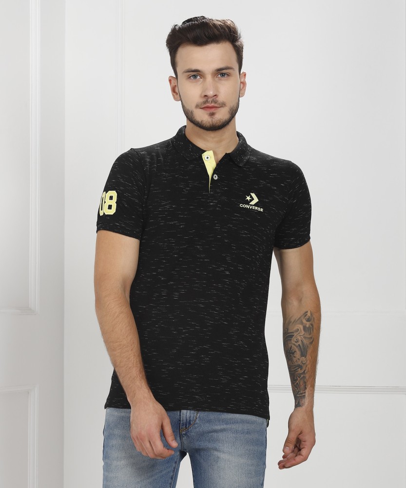 Converse Self Design Men Polo Neck Black T Shirt Buy Black Converse Self Design Men Polo Neck Black T Shirt Online at Best Prices in India Flipkart