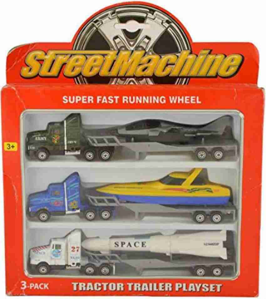 Shrih Trailer Truck Toy with Two Bikes for Kids ATV Bike for Kids Blue Tractor Trailer Die Cast Free wheels Metal Trucks Trailer Truck Toy with Two Bikes for Kids ATV