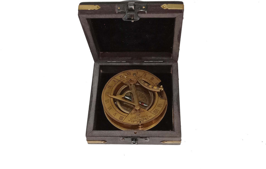 DAMDAR ONLINE BAZAAR Brass Magnetic Compass Navigator With Wooden