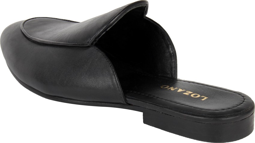 Black leather mule slippers new arrivals