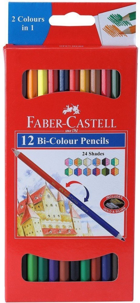 Faber Castell 24 Tri-colour Pencil Set Best Grip Includes Silver & Gold