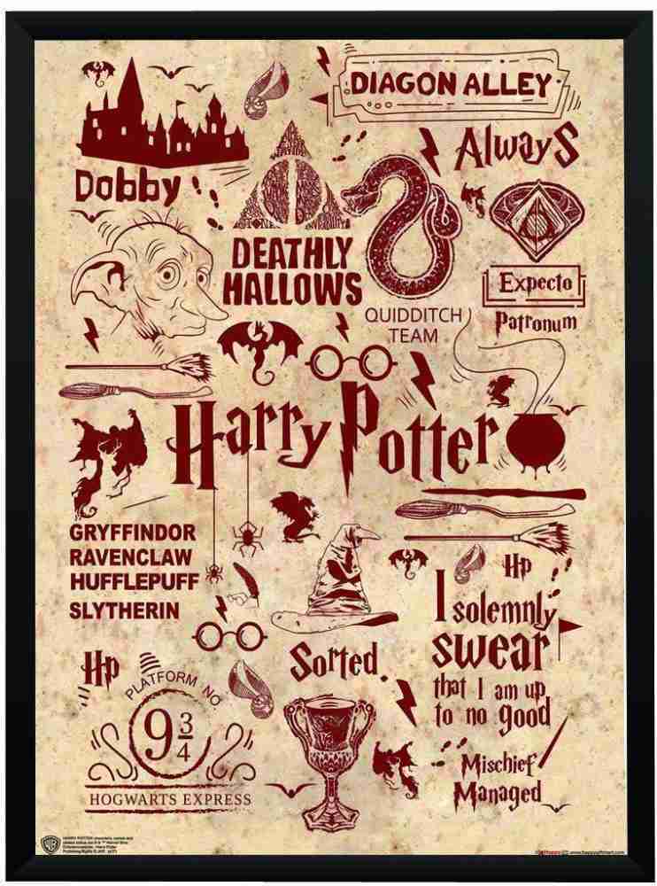 Official Harry Potter- Black , Wall Decor - Home & Office Poster Print  Art [ With Frame ] , licensed by Warner Bros, USA Photographic Paper -  Movies posters in India 