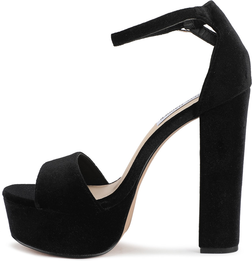 Steve madden black velvet heels discount