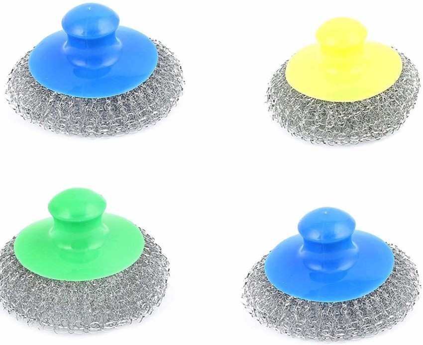 Bowl Dish Pot Steel Wire Sponge Cleaning Scrubber Scouring Pads 4 Pcs