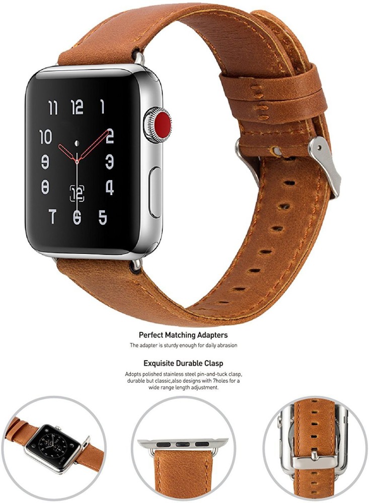 Buy E LV Watch Leather Strap Band with Adapter for Apple Watch 42mm - Brown  Online at desertcartINDIA