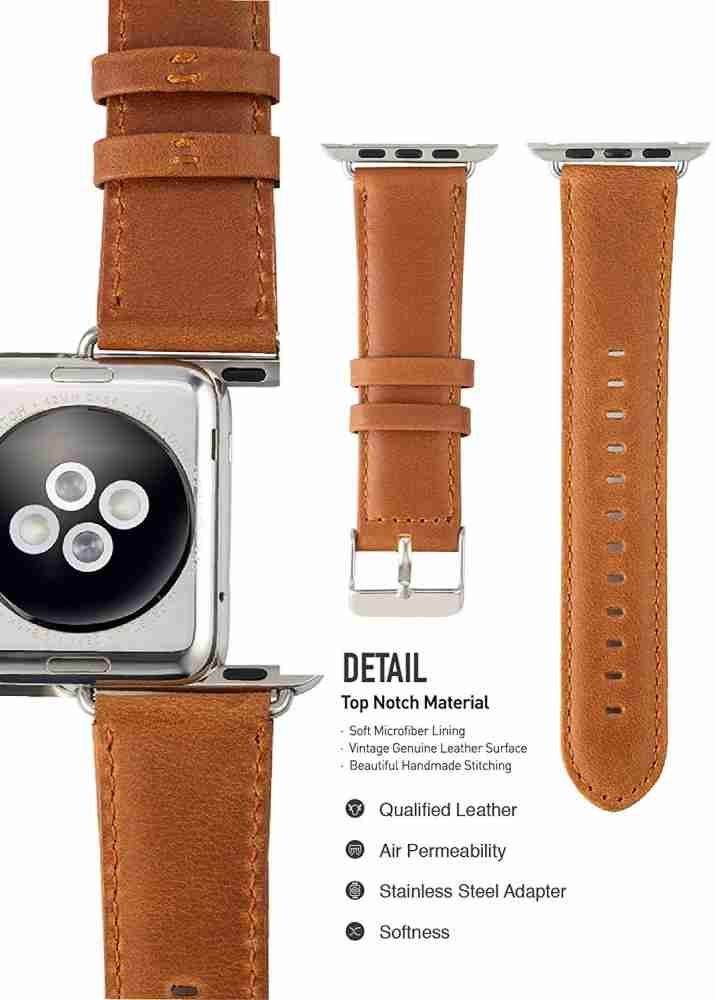 Apple Watch Band Brown Leather Stars Pattern Strap Women Gold