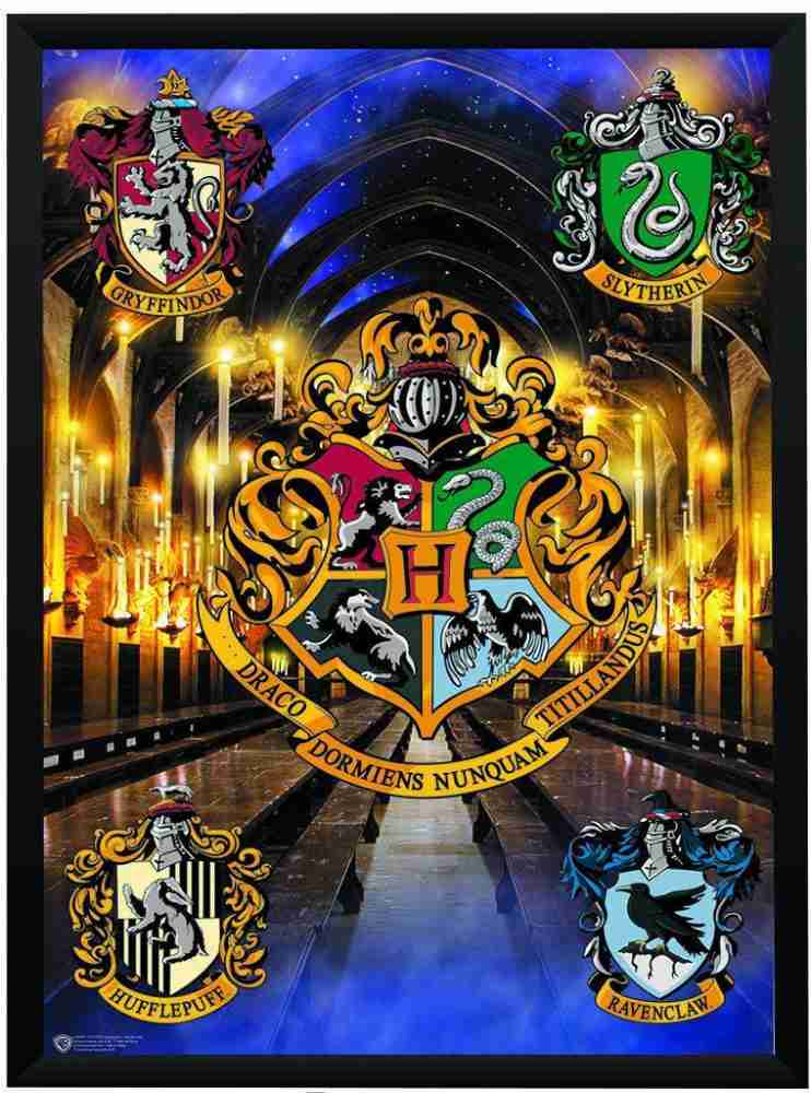 WB Official Licensed Harry Potter Hogwarts Crests Poster A4 Frame