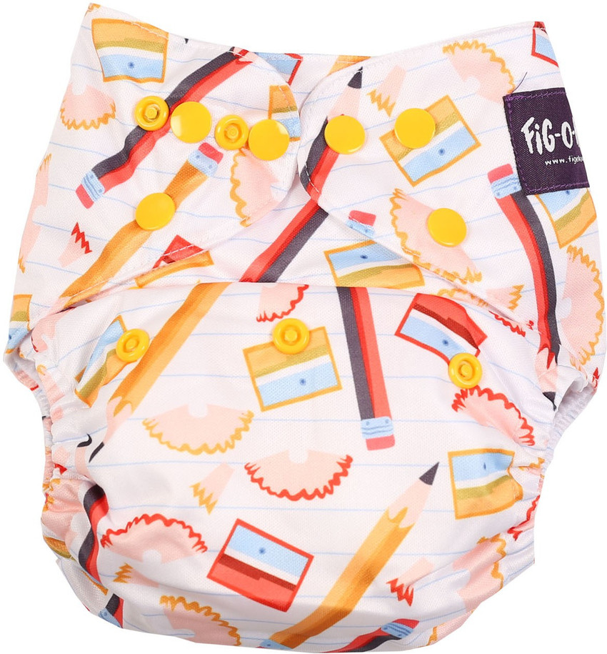FigOHoney Pencil shavings print one size reusable cloth diaper