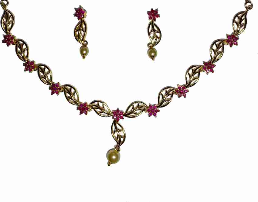 SAJ Brass Red, Gold Jewellery Set Price in India - Buy SAJ Brass Red, Gold  Jewellery Set Online at Best Prices in India