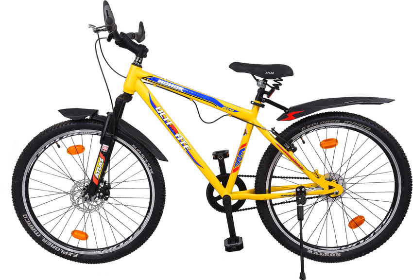 ATLAS Honor Front Suspension Disc Brake Bike For Adults Matt Yellow Black 27.5 T Mountain Cycle Price in India Buy ATLAS Honor Front Suspension Disc Brake Bike For Adults Matt