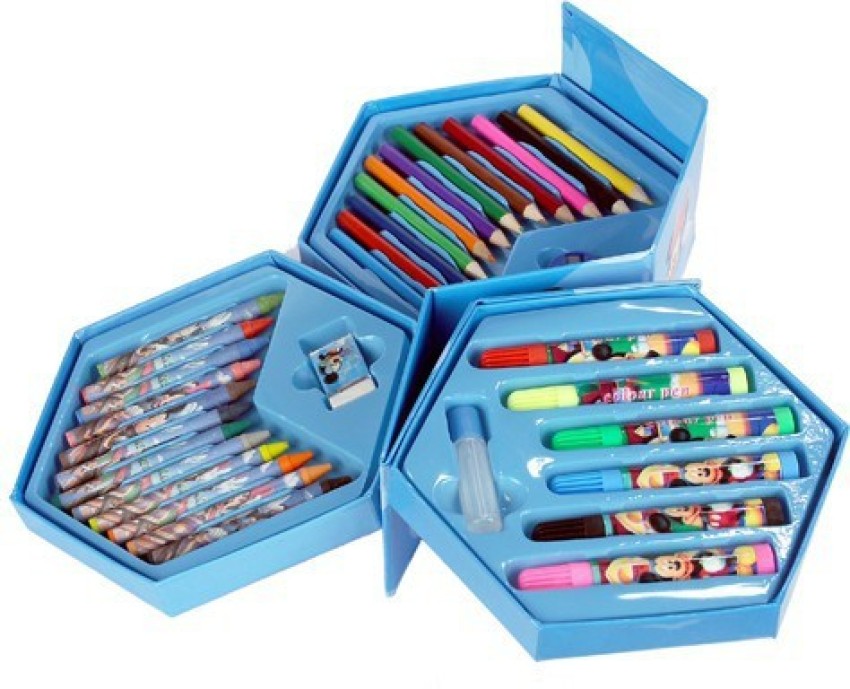 Imaginative Arts Color Kit for Kids - 46 Piece Art Set  (Hexagonal) - Prints, Stamps & Painting Kit