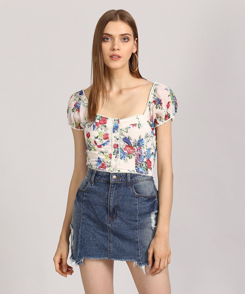 forever 21 white floral top
