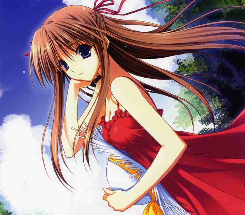 Athah Anime Original Long Hair Brown Hair Ribbon Hat Blue Eyes 13