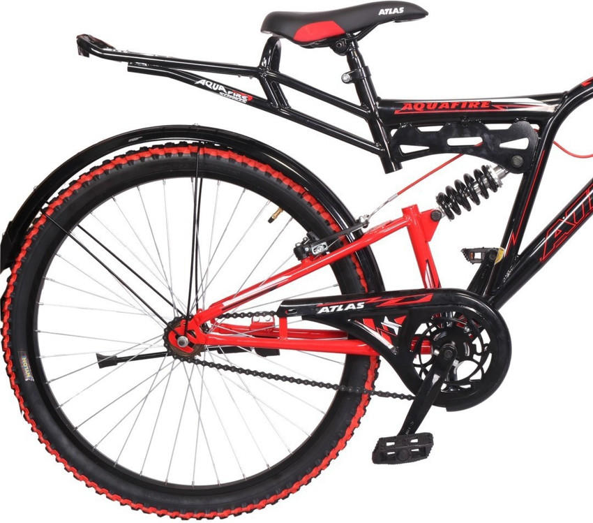 ATLAS Aquafire Rear Suspension Bike For Adults Black Red 26 T