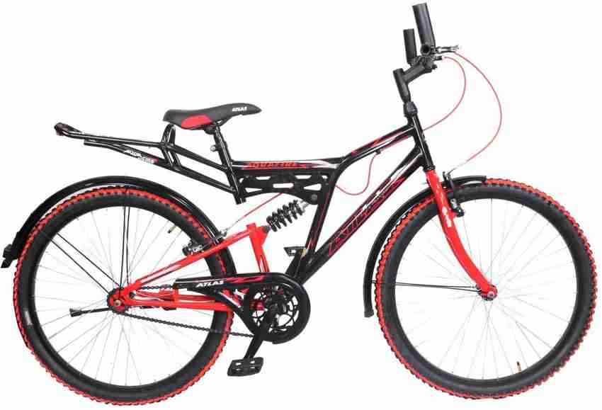 ATLAS Aquafire Rear Suspension Bike For Adults Black Red 26 T