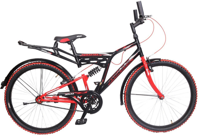 ATLAS Aquafire Rear Suspension Bike For Adults Black Red 26 T