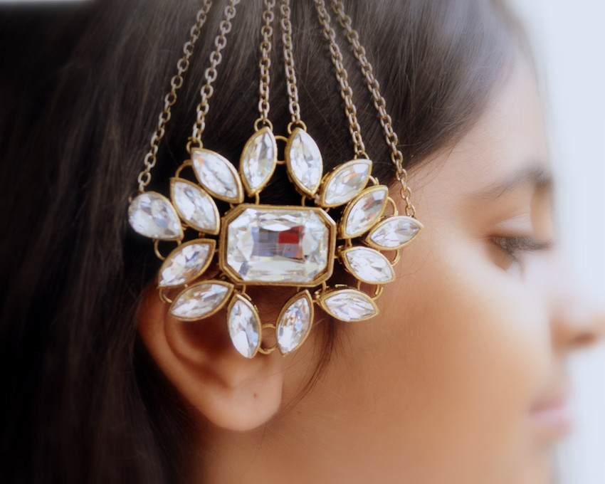 Kundan passa deals hair jewellery