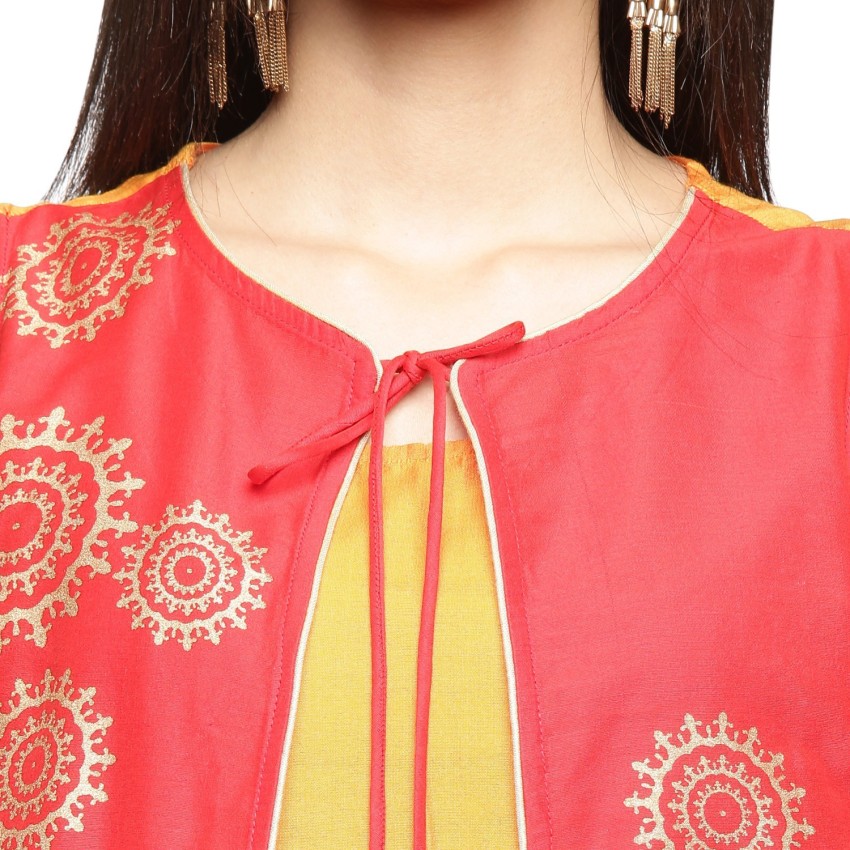 Rangmanch by Pantaloons Orange Cotton Embroidered Straight Kurta