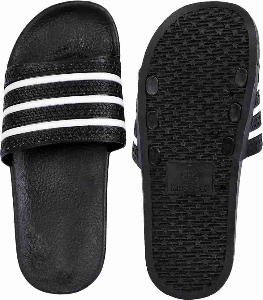 Black and best sale white striped slides