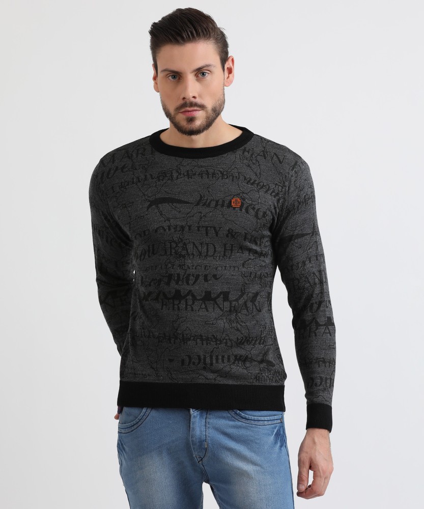 DUKE Printed Round Neck Casual Men Grey Sweater Buy DUKE Printed