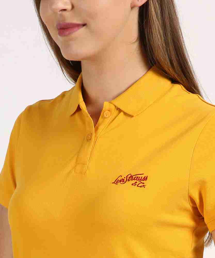 LEVI S Solid Women Polo Neck Yellow T Shirt Buy LEVI S Solid Women Polo Neck Yellow T Shirt Online at Best Prices in India Flipkart