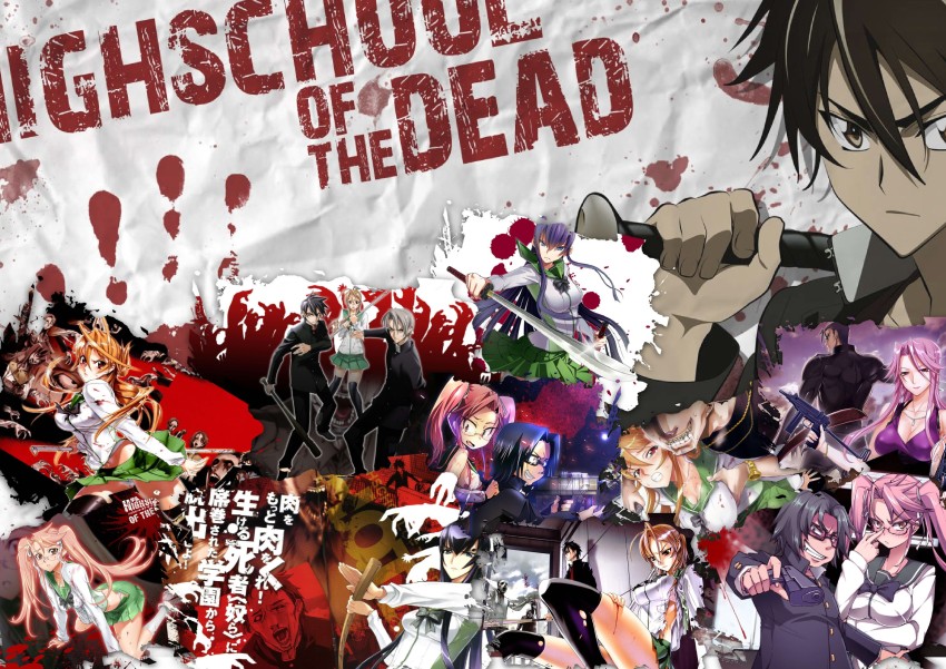 H.O.T.D, takashi, busujima, highschool of the dead, takagi, rei, saeko,  anime, HD wallpaper