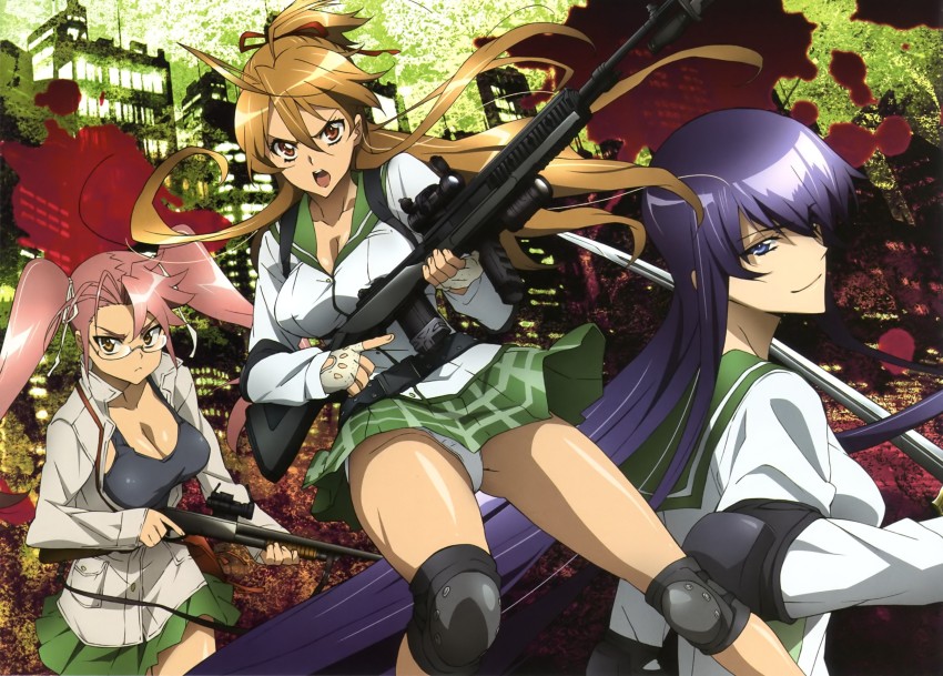 Highschool of the dead Canvas anime cartoon characters Art