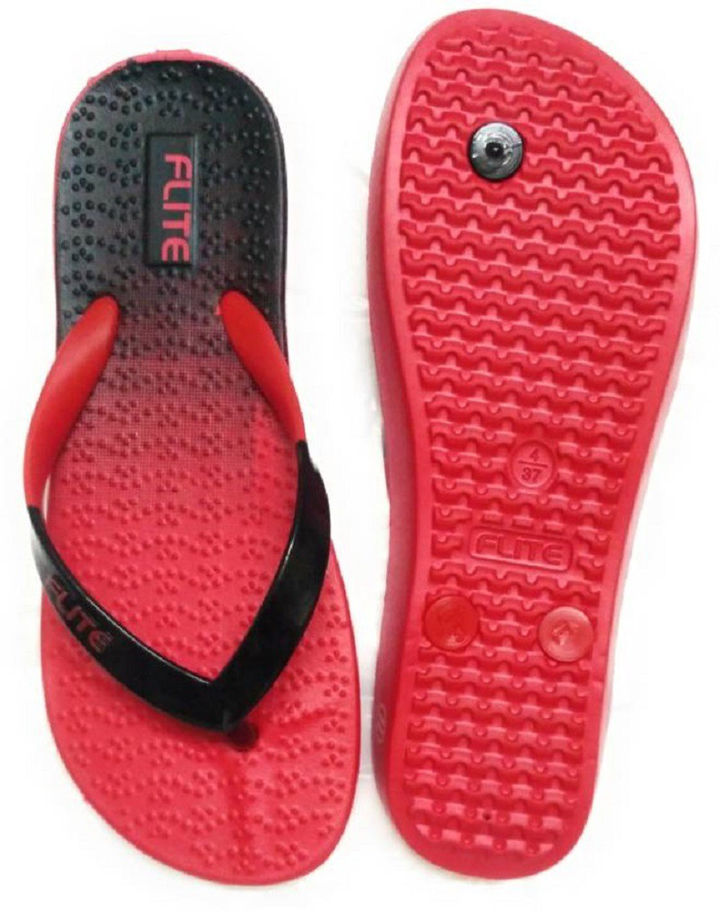 Red and shop black slippers