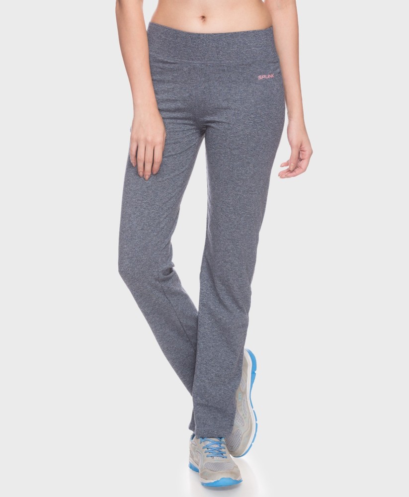 SPUNK Solid Women Grey Track Pants - Buy SPUNK Solid Women Grey Track Pants  Online at Best Prices in India