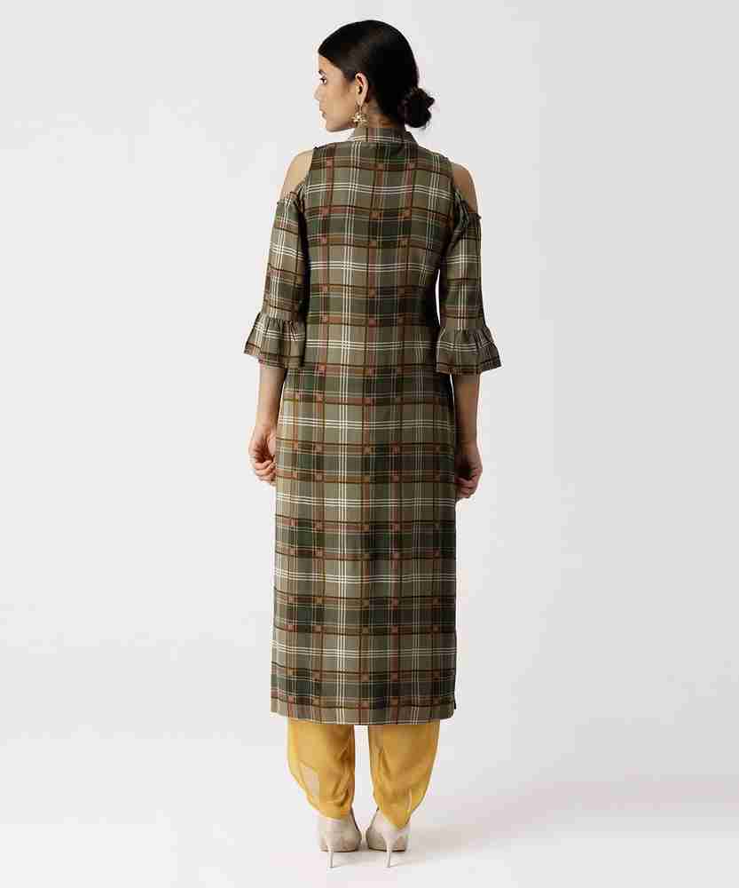 LIBAS Women Checkered Straight Kurta