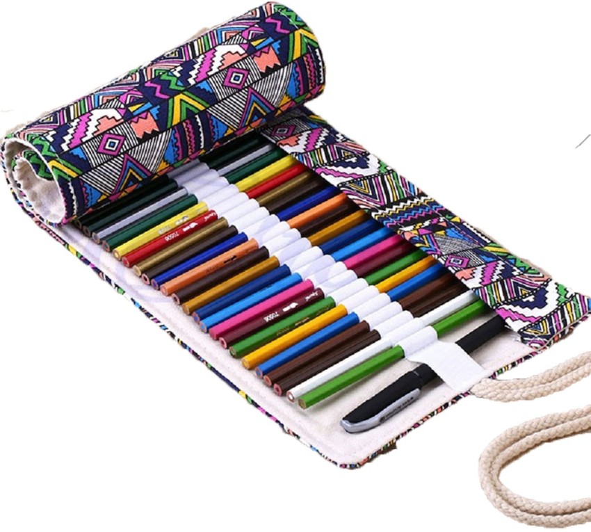 Buy Handmade Canvas Pencil Roll Wrap 48 Holes, Multiuse Roll Up Pencil Case  Large Capacity Pen Curtain for Coloring Pencil Holder Organizer,Grey Online  at desertcartINDIA