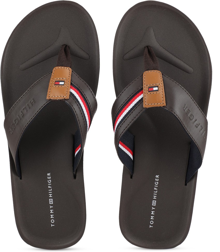 Tommy hilfiger men's leather flip flops hot sale