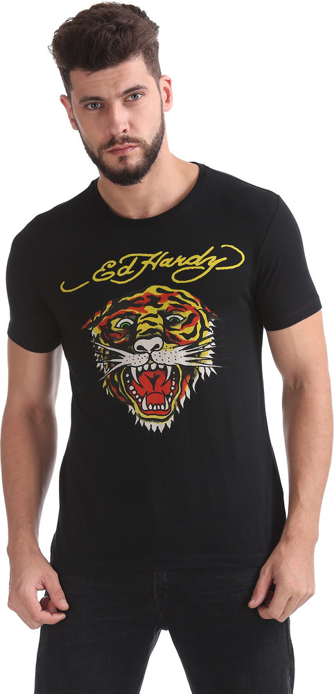 ED HARDY Graphic Print Men Round Neck Black T Shirt Buy ED HARDY