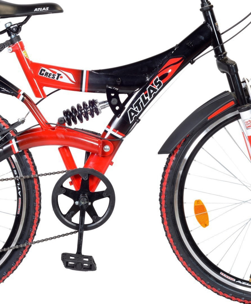 ATLAS Crest Dual Suspention Bike For Adults Red Black 26 T Mountain Cycle Price in India Buy ATLAS Crest Dual Suspention Bike For Adults Red Black 26 T Mountain Cycle online at Flipkart