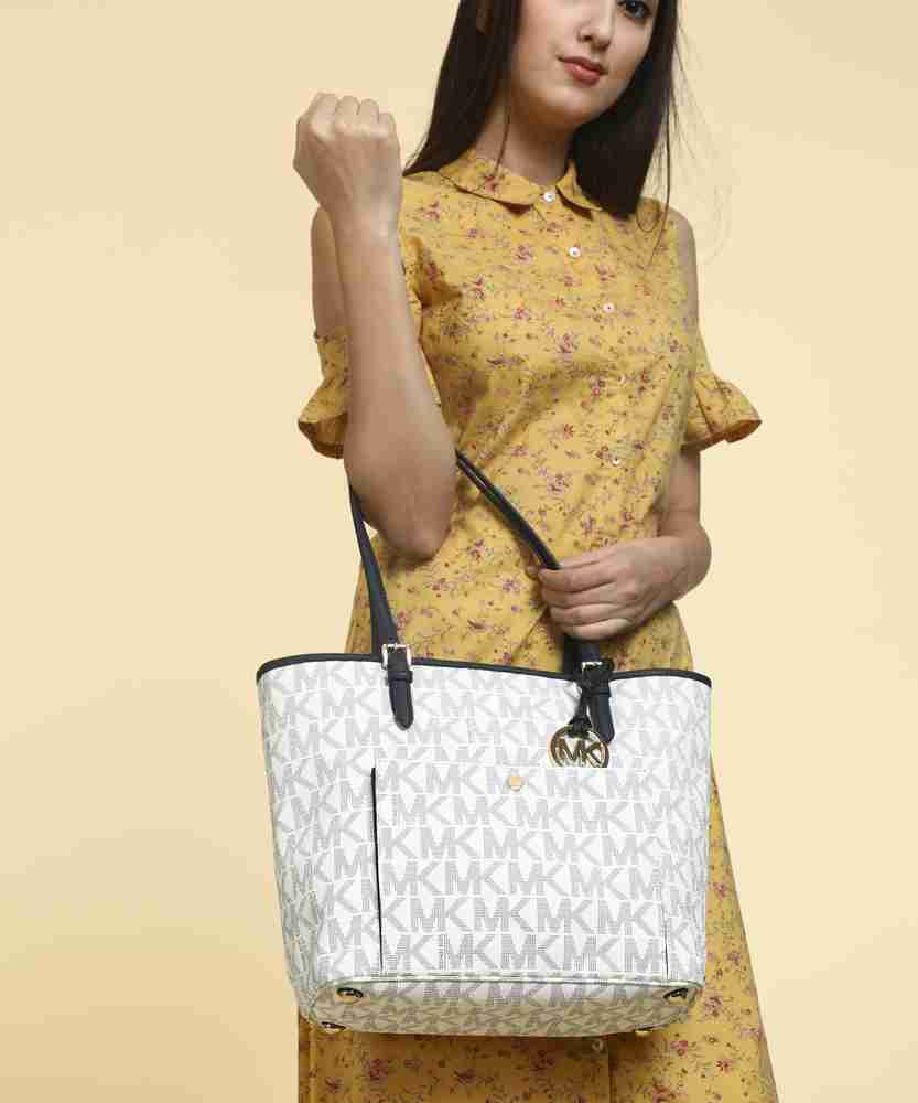 Michael kors blue and white tote outlet