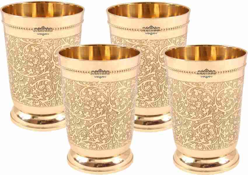 New Embossed Design & traditional pattern Brass Tumbler (Gold