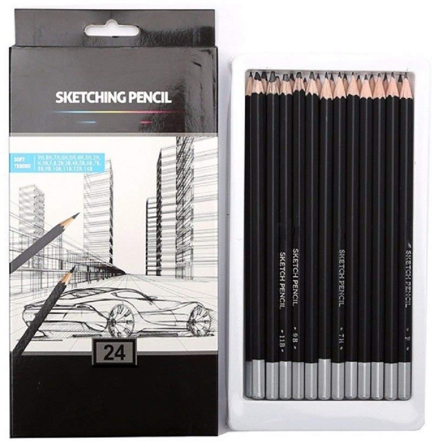 Definite Art Professional Drawing Sketching Pencil Set; Degree Grade Pencils-  14B, 12B, 10B, 9B, 8B, 7B