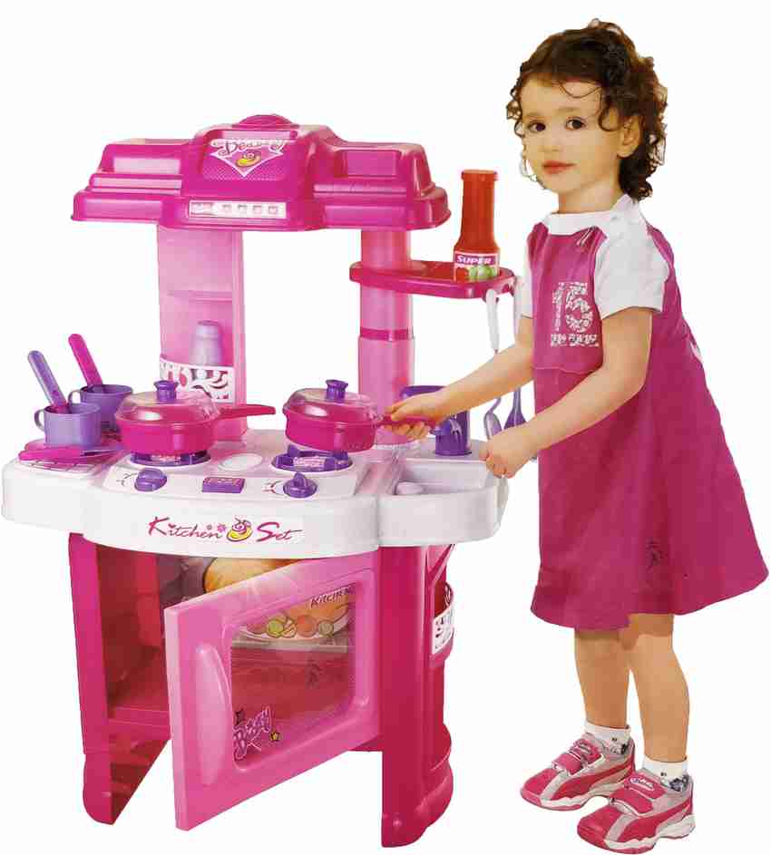 Pink colour best sale kitchen set