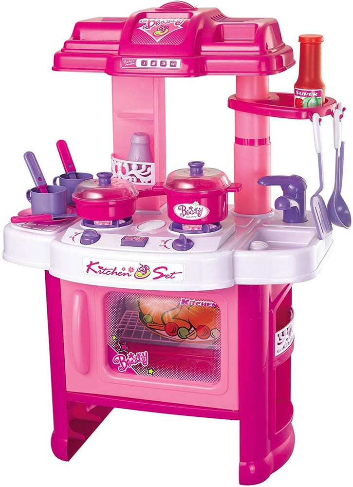 Jack Royal Pink Kitchen set Role Play Toy with LED Light And Music