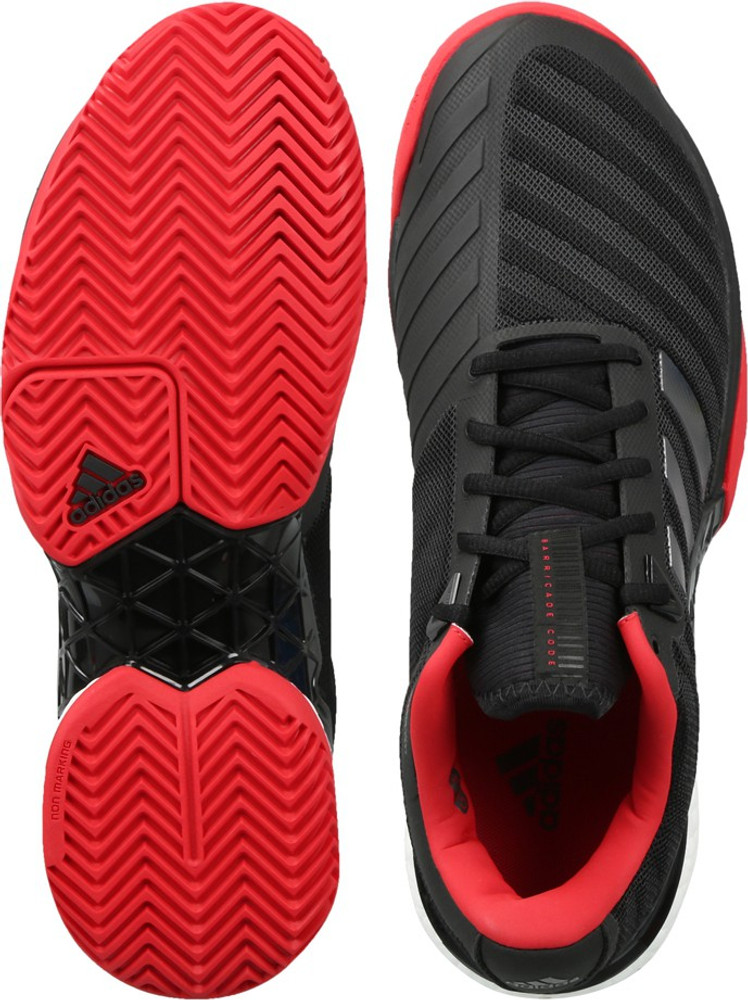 ADIDAS Barricade 2018 Boost Tennis Shoes For Men  Buy CBLACKNGTMETSCARLE  Color ADIDAS Barricade 2018 Boost Tennis Shoes For Men Online at Best Price   Shop Online for Footwears in India  Flipkartcom
