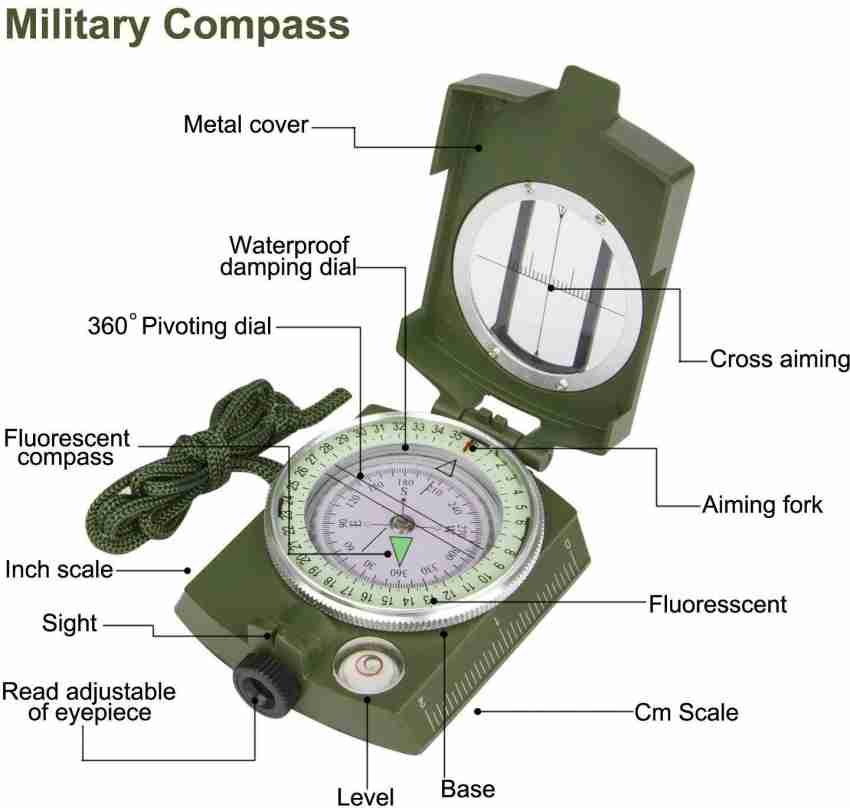 CASON Army Waterproof Metal Lensatic Prismatic Navigator For Directions  Military Compass - Buy CASON Army Waterproof Metal Lensatic Prismatic  Navigator For Directions Military Compass Online at Best Prices in India -  For
