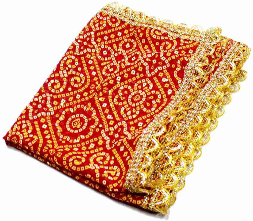 OM POOJA SHOP Silk Altar fabric Cloth (Multicolour, 42 inch X 38 inch)