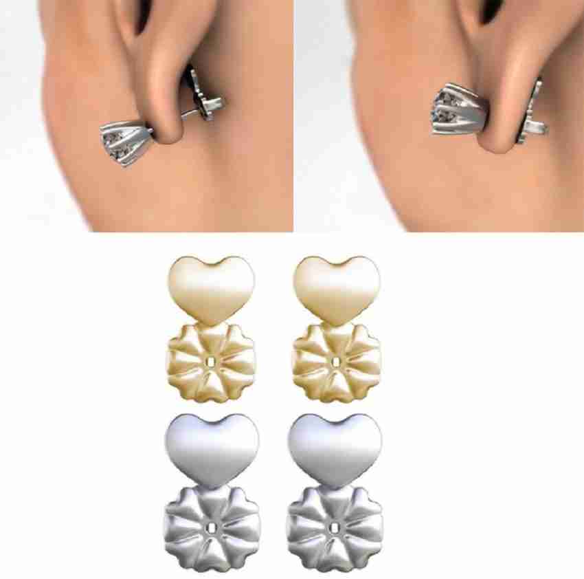 Magic Bax Earring Lifters - 2 Pairs of Adjustable Hypoallergenic Earring  Lifts (1 Pair of Sterling Silver Plated and 1 Pair of 18K Gold Plated) As