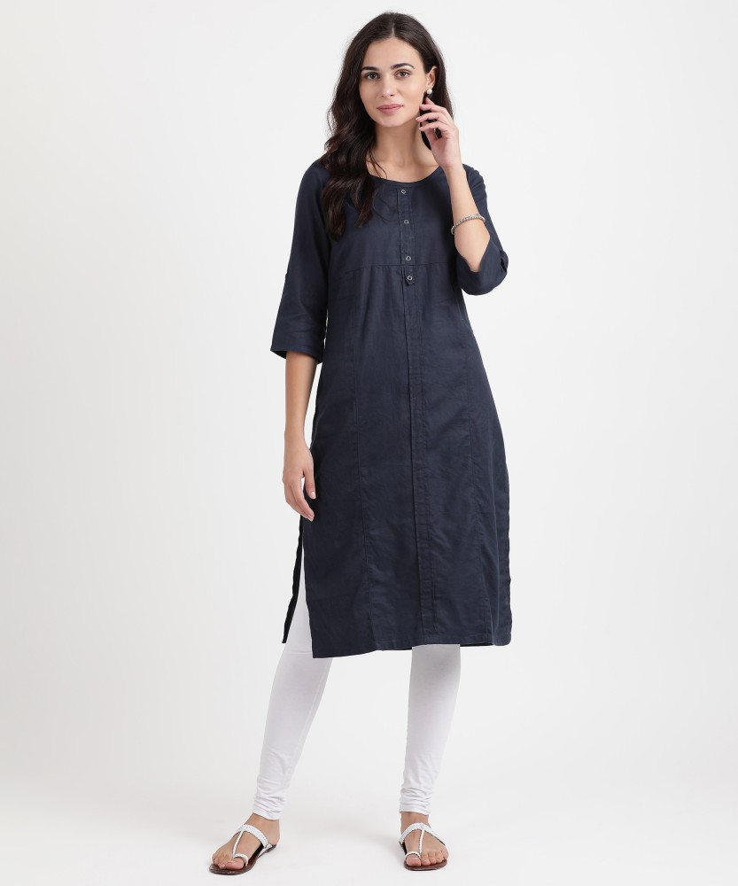 Aurelia Women Solid Straight Kurta Buy BLUE Aurelia Women Solid