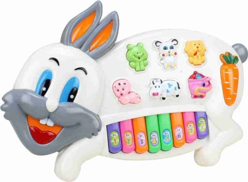 Orange Wire Musical Rabbit Piano With Flashing Light Toy Gift For