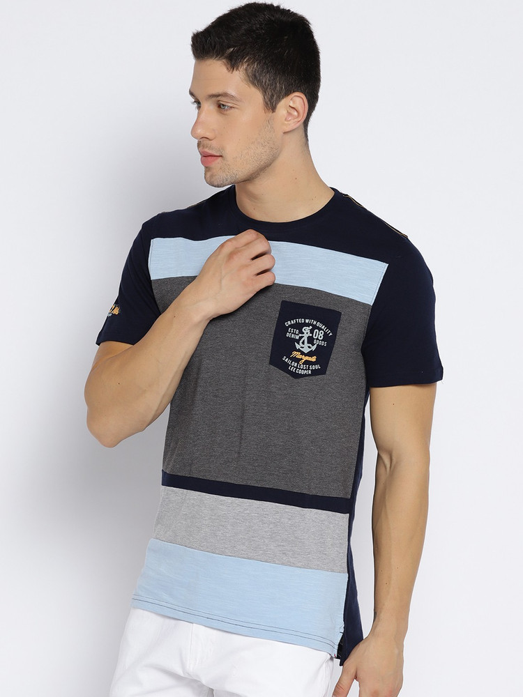 LEE COOPER Solid Men Round Neck Blue T Shirt Buy LEE COOPER