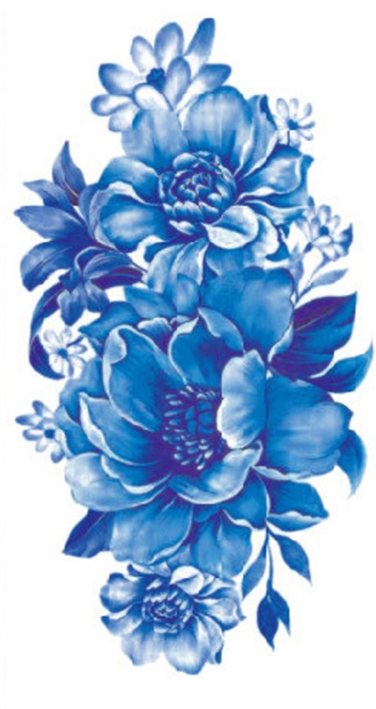 Blue Floral Tattoo Set Lets You Temporarily Cover Yourself in Cool Flowers