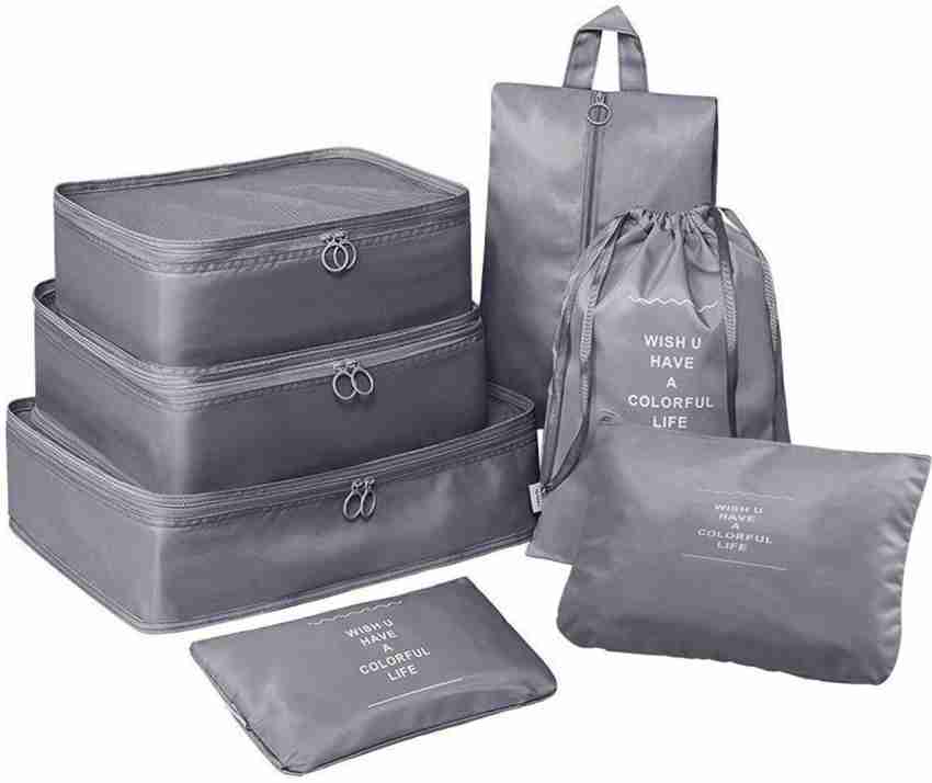 HOUSE OF QUIRK 7 Set Travel Organizer Bag 3 Packing Cubes + 3 Pouches + 1  Toiletry Organizer Bag, Premium Quality - Grey Grey - Price in India