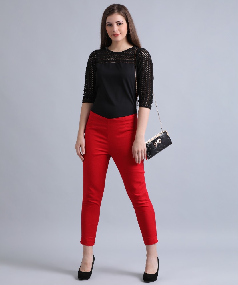 Buy FASHION CLOUD FormalCasual Cotton Pants for Womens Red at Amazonin